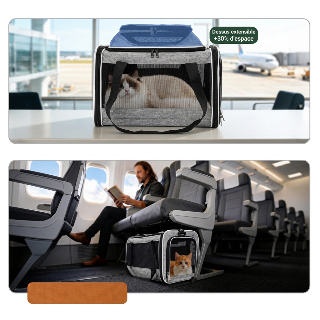 Sac de Transport Chat & Petit Chien – Aéré, Stable, Extensible
