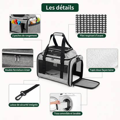 Sac de Transport Chat & Petit Chien – Aéré, Stable, Extensible