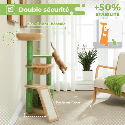 Arbre à chat stable avec sangle anti-bascule et socle renforcé – CompagnonPropre